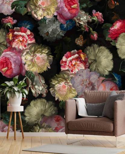 pink rose and butterfly dark floral wallpaper pink rose and butterfly dark floral wallpaper