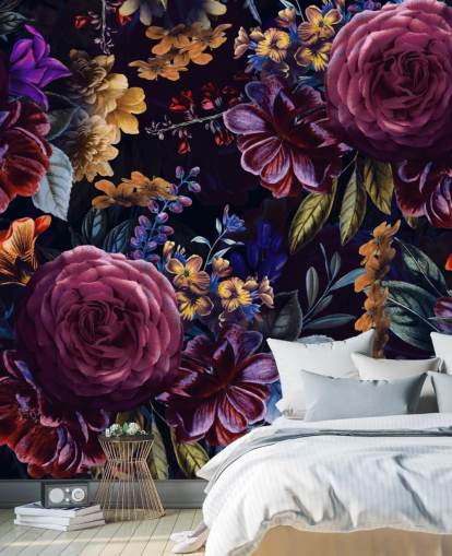 papel de parede de flor rosa e roxo escuro papel de parede de flor rosa e roxo escuro