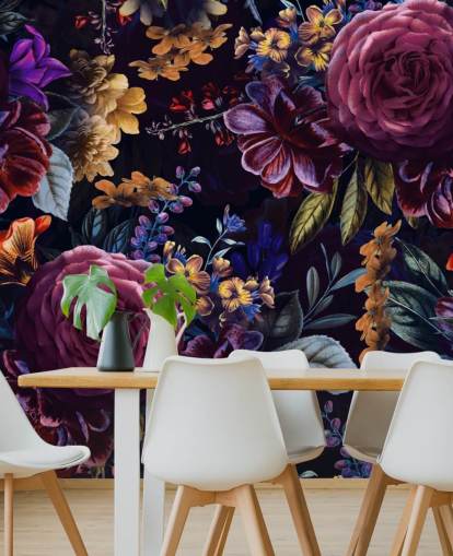 mörklila och rosa blomma tapeter