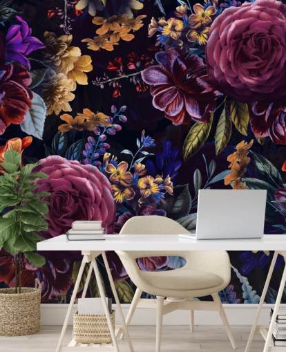 papel de parede de flor rosa e roxo escuro papel de parede de flor rosa e roxo escuro