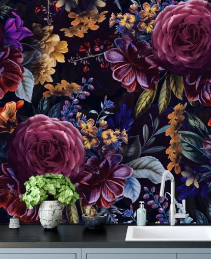 mørk lilla og rosa blomst tapet mørk lilla og rosa blomst tapet