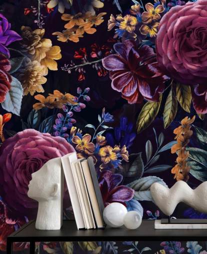 papel pintado de flores moradas y rosas oscuras papel pintado de flores moradas y rosas oscuras