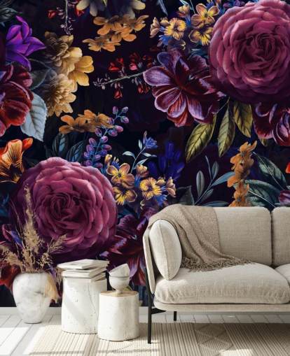 mörklila och rosa blomma tapeter mörklila och rosa blomma tapeter