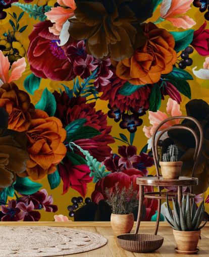 papier peint de fleurs tropicales colorées