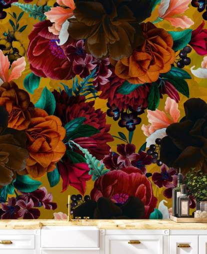 papier peint de fleurs tropicales colorées