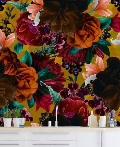 papier peint de fleurs tropicales colorées