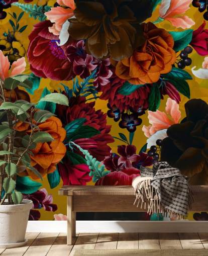 papier peint de fleurs tropicales colorées