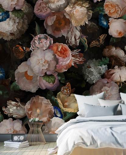 papier peint à fleurs sépia effet antique