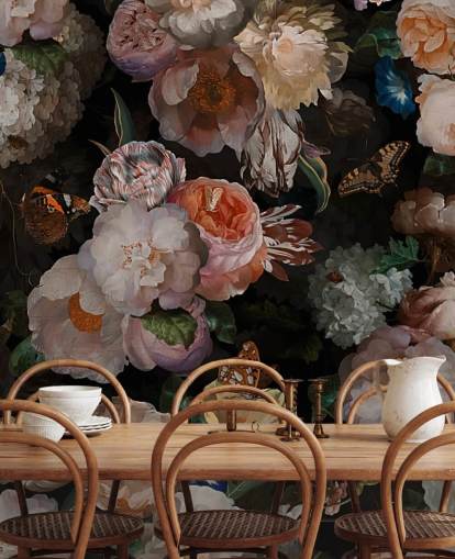 papier peint à fleurs sépia effet antique