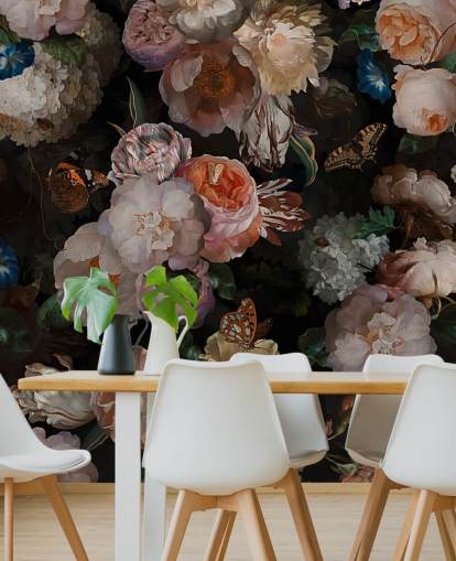 efeito antigo papel de parede floral em tons sépia