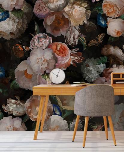 papier peint à fleurs sépia effet antique