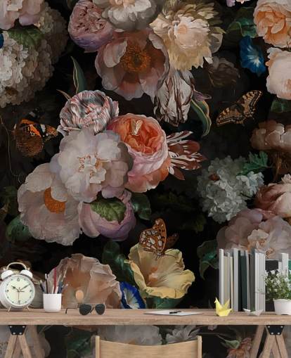 papier peint à fleurs sépia effet antique