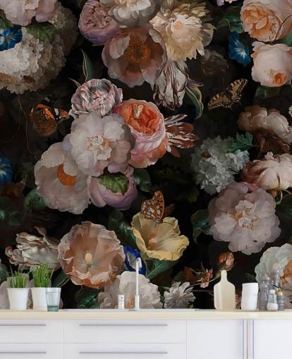 antiek effect sepia getint bloemenbehang antiek effect sepia getint bloemenbehang