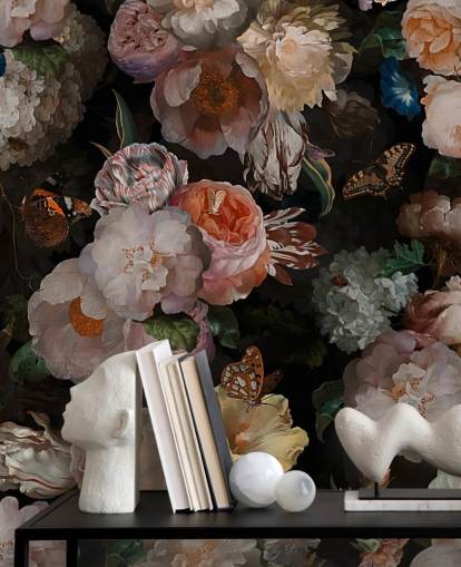 papel pintado floral en tonos sepia efecto antiguo