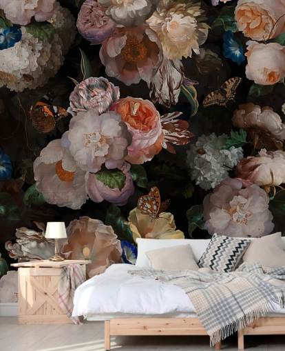 papier peint à fleurs sépia effet antique