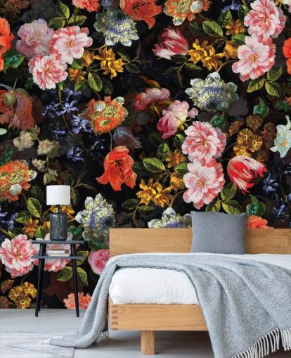 blanding av fargerike blomster tapet