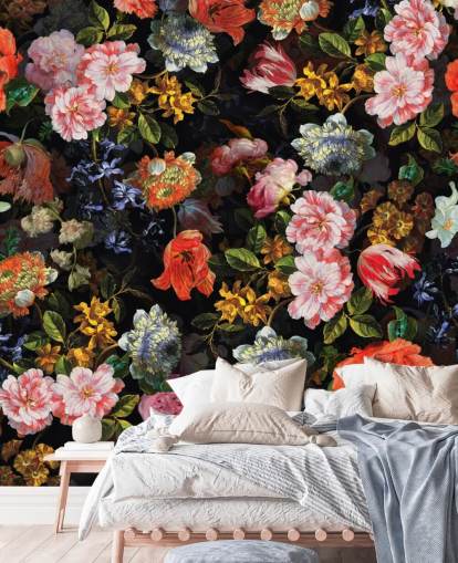 mix van kleurrijke bloemen behang mix van kleurrijke bloemen behang