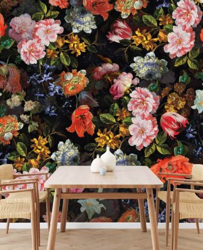 mix of colourful flowers wallpaper