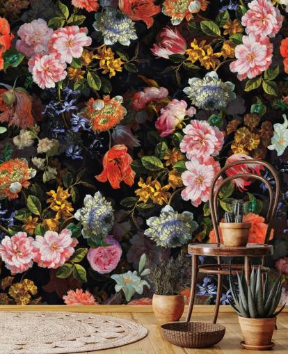 blanding av fargerike blomster tapet