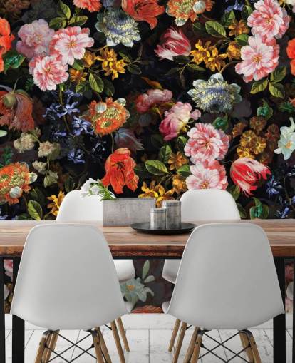 papier peint mélange de fleurs colorées