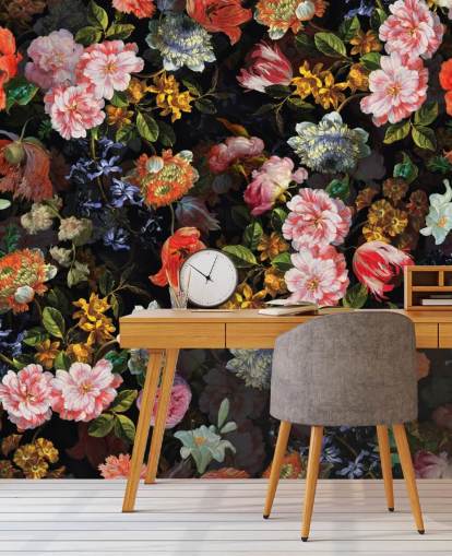 blandning av färgglada blommor tapeter