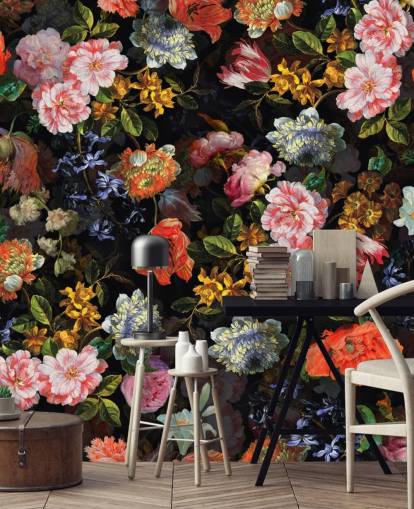 mix di carta da parati con fiori colorati