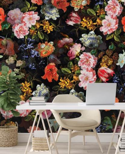 mix di carta da parati con fiori colorati