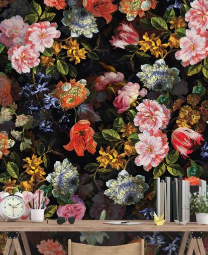 mix van kleurrijke bloemen behang mix van kleurrijke bloemen behang