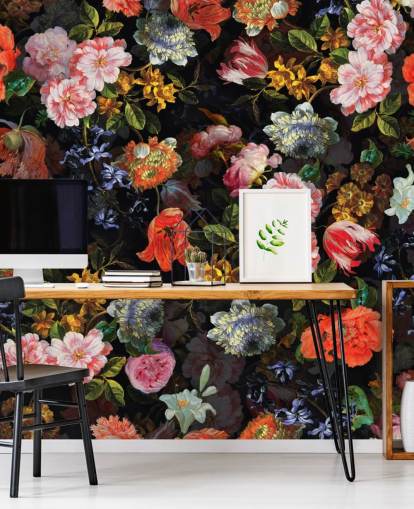 blandning av färgglada blommor tapeter