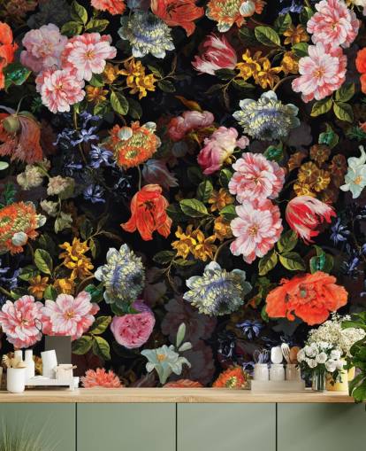 mix di carta da parati con fiori colorati mix di carta da parati con fiori colorati