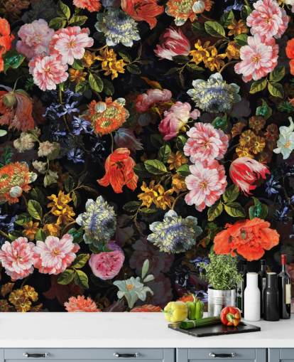 mix of colourful flowers wallpaper