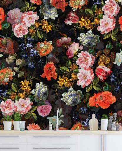 mix di carta da parati con fiori colorati