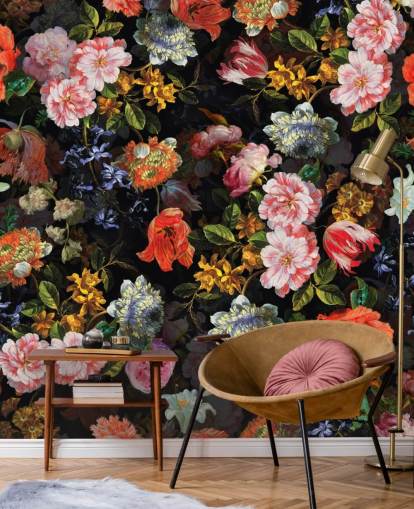 mix of colourful flowers wallpaper