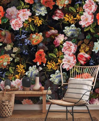 mix di carta da parati con fiori colorati