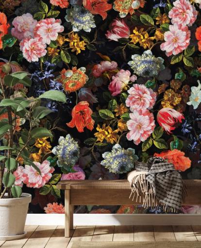 mix di carta da parati con fiori colorati