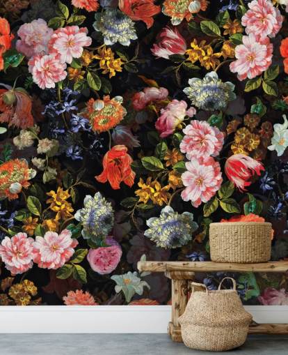 blanding af farverige blomster tapet