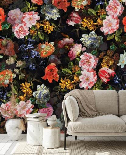 blandning av färgglada blommor tapeter