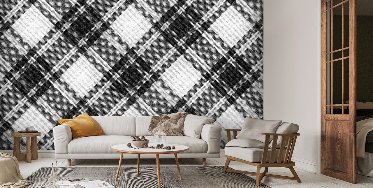 Black and White Tartan Wallpaper Wallsauce UK