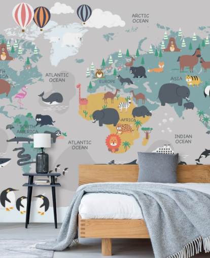 childrens animal map wallpaper childrens animal map wallpaper