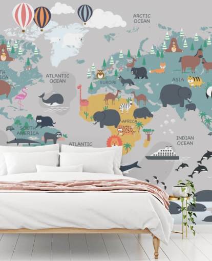 papel tapiz de mapa de animales para niños