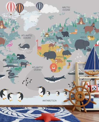 papel tapiz de mapa de animales para niños