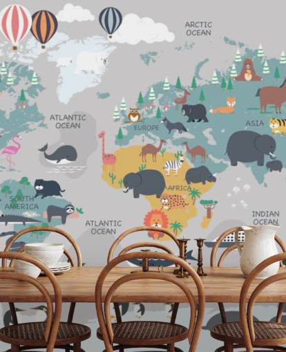 papel tapiz de mapa de animales para niños papel tapiz de mapa de animales para niños