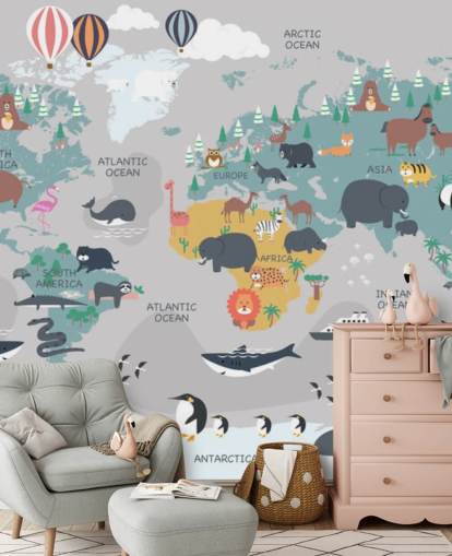 papel tapiz de mapa de animales para niños papel tapiz de mapa de animales para niños