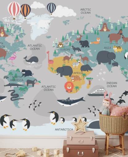papel tapiz de mapa de animales para niños