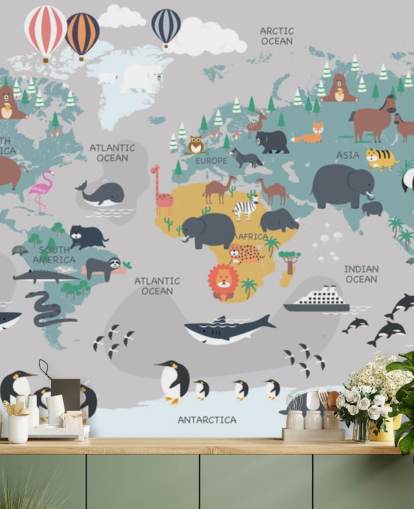 papel tapiz de mapa de animales para niños