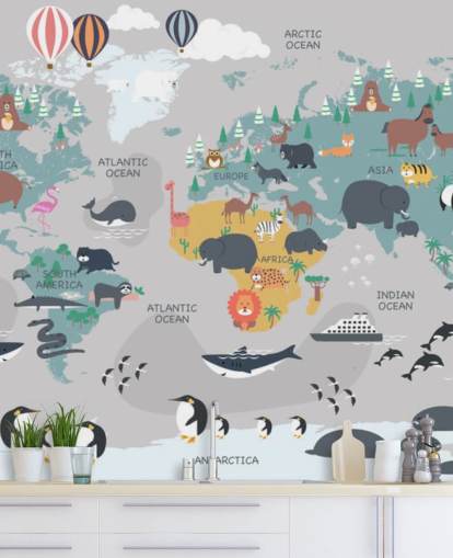 papel tapiz de mapa de animales para niños