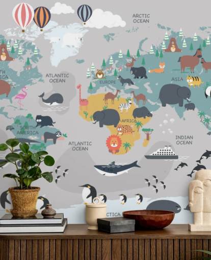 papel tapiz de mapa de animales para niños
