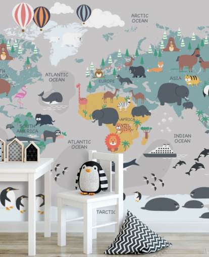 papel tapiz de mapa de animales para niños