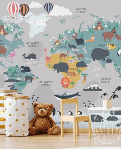 papel tapiz de mapa de animales para niños