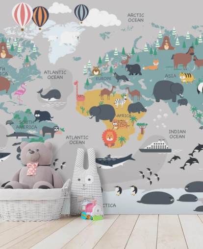 kinder dieren kaart behang kinder dieren kaart behang